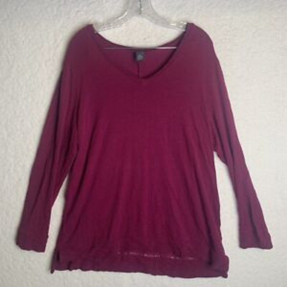 Adrianna Papell Women's Long Sleeve V-Neck Tunic ShirtBurgundy glow,XXL MSRP $49
